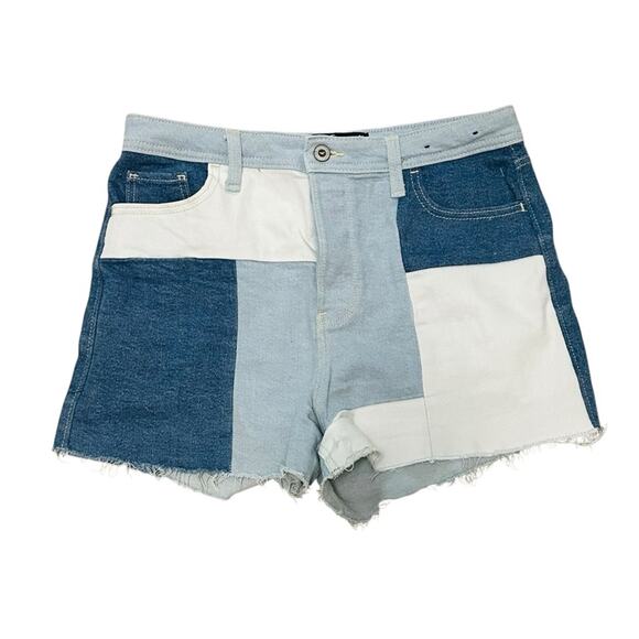 Hollister Patchwork Jean Shorts Ultra High Rise Mom Shorts Retro 90s Y2K SZ 9/29 - Picture 1 of 5